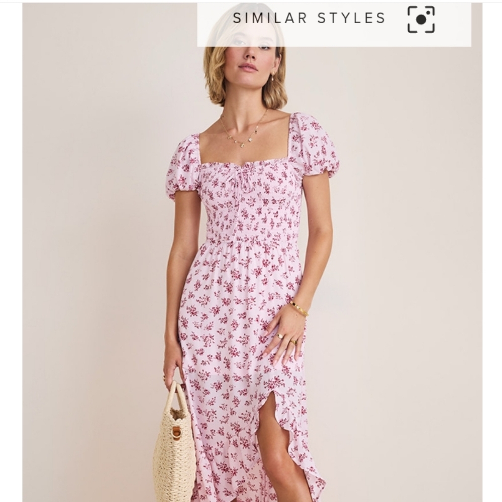 Francesca's Collections Pink Floral High Low Dress